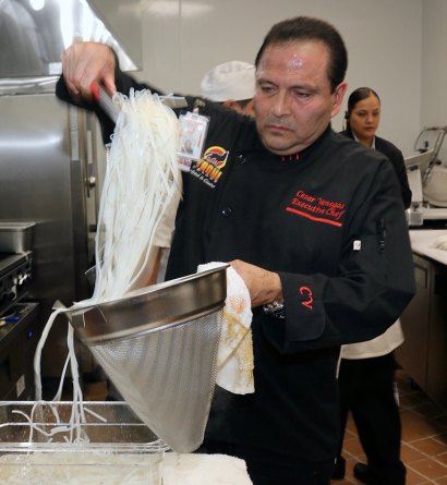 Sous Chef Cesar Venegas prepares a dish.